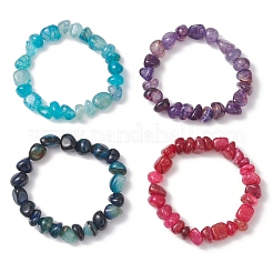 4 шт. браслеты из натуральных бусин с окрашенным драконьим агатом в виде вен для женщин&nbsp;BJEW-JB13047