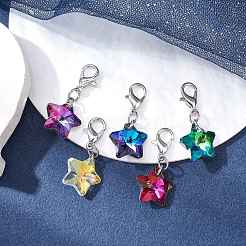 Украшение из гальванического стекла в форме звезды&nbsp;HJEW-JM01583-02