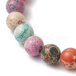 Браслеты из натуральной императорской яшмы с круглыми бусинами для мужчин и женщин&nbsp;BJEW-JB11956