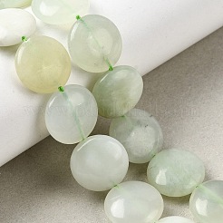 Природные плоские круглые Xiuyan нефрита бисер пряди&nbsp;G-L245-03A