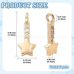 2шт латунные подвески из кубического циркония с микро-паве&nbsp;KK-YW0004-22