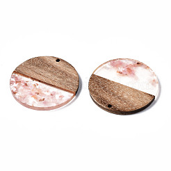 Подвески из прозрачной смолы и ореха&nbsp;X-RESI-T035-24-A01