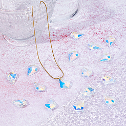 50шт. граненые стеклянные подвески в форме листа&nbsp;FIND-FH0010-34A