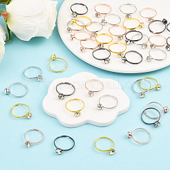 40 шт. 4 цвета регулируемые кольца из сплава со стразами для женщин&nbsp;RJEW-SP0001-01