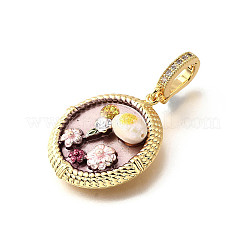 Латунные подвески с микропаве из кубического циркония и эмали&nbsp;KK-R222-14G-04