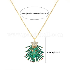 Подвеска в виде зеленой рождественской елки из латуни со стразами и стеклянными бусинами.&nbsp;FS-WG6FBF4-01