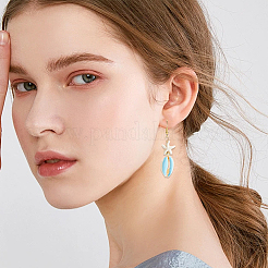 40 шт. подвески в виде морской звезды из ракушек каури двух цветов и окрашенной синтетической бирюзы&nbsp;PALLOY-SC0004-40