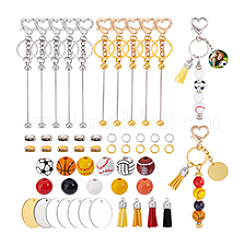 Наборы для самостоятельного изготовления бисерных брелоков из дерева и спортивных мячей&nbsp;DIY-PH0023-91