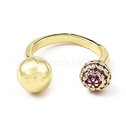 Открытое кольцо-манжета с кубическим цирконием и цветком&nbsp;RJEW-H218-01G-04