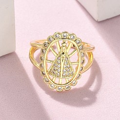 Латунные микро проложить манжеты кольца кубического циркония&nbsp;RJEW-P149-01B-G