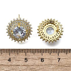 Женские серьги-гвоздики из латуни с микропаве и прозрачным кубическим цирконием&nbsp;EJEW-F363-05G