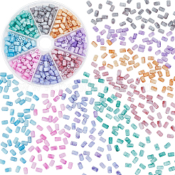 320 шт. 8-цветные непрозрачные стеклянные бусины с эффектом кракле&nbsp;FGLA-PH0001-05