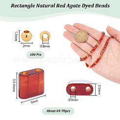 1 нить прямоугольных бусин из натурального красного агата&nbsp;G-NB0005-54A