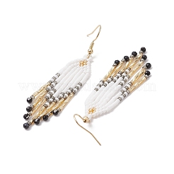 Серьги-кисточки из бисера из нержавеющей стали 304&nbsp;EJEW-MZ00432-03