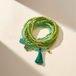 8шт 8 стиля стеклянные бусины стрейч браслеты набор&nbsp;BJEW-JB09192-01