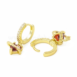 Серьги-кольца с кубическим цирконием в форме сердца&nbsp;EJEW-H086-02G