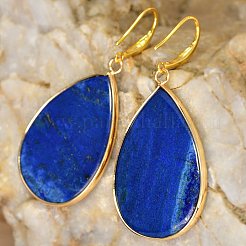 Серьги с подвесками в виде слезинок с натуральным лазуритом&nbsp;FS-WG5CAE0-12