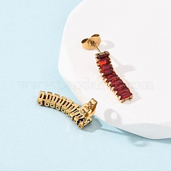 Серьги-гвоздики с прямоугольными кисточками из нержавеющей стали 304&nbsp;EJEW-F393-01G