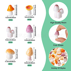 30 шт. 6 стиля серии грибов смоляные украшения для витрины&nbsp;DJEW-TA0001-21