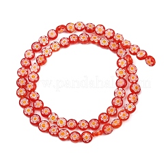 Ручной Millefiori стеклянные плоские круглые нити бисера&nbsp;LK-P010-02