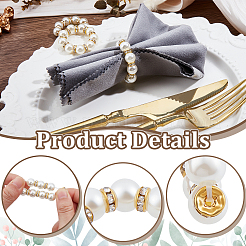 Пластиковые кольца для салфеток с искусственным жемчугом и стразами&nbsp;AJEW-WH0434-75