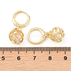 Полые овальные латунные серьги с прозрачными кубическими циркониями&nbsp;EJEW-H182-04B-G