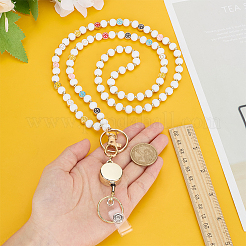 1 шт. круглый шнурок для удостоверения личности из дерева и разноцветного металла с изображением улыбающегося лица&nbsp;NJEW-ME0001-05B