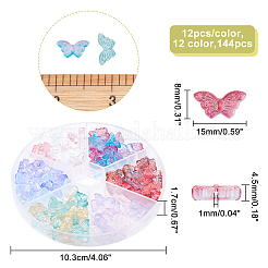144 шт. 12-цветные прозрачные стеклянные бусины&nbsp;GLAA-CA0001-40