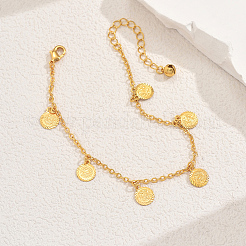 Простые и модные женские браслеты на ногу с кисточками в виде круглых монет из латуни&nbsp;RB4557