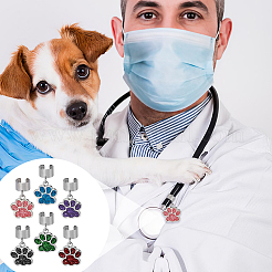 12 шт. 6-цветный эмалированный стетоскоп с отпечатком лапы&nbsp;HJEW-OC00055