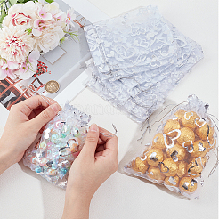 80 шт. 2 стильных мешочка из органзы с принтом в виде сердца&nbsp;OP-BBC0001-04A