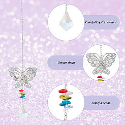 8 шт. 8 стиля латунные полые подвесные украшения в виде сердца/совы/ангела/бабочки&nbsp;HJEW-AN0001-03