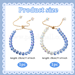 2шт 2 стиля браслеты-слайдеры из граненых стеклянных бусин&nbsp;BJEW-HY0001-25B