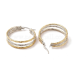 Двухцветные серьги-кольца из нержавеющей стали 304 с тройным кругом для женщин&nbsp;LS-EJEW-I273-01GP