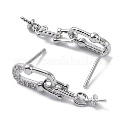 Фурнитура для серег из латуни с кубическим цирконием&nbsp;LS-KK-B087-07P