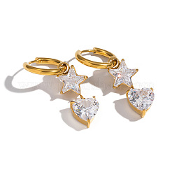 Серьги-кольца в форме звезды и сердца из нержавеющей стали 304&nbsp;XZ0097