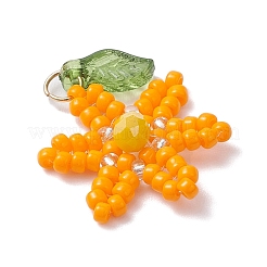 4 шт. подвески-цветы из стеклянных бусин 4 цветов&nbsp;PALLOY-TA00345