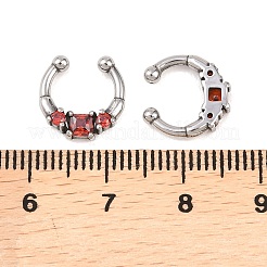 Кольца для носа из нержавеющей стали 316 с красными кубическими цирконами и паве&nbsp;AJEW-C044-14AS