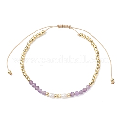 Женские плетеные браслеты из натуральных смешанных драгоценных камней&nbsp;BJEW-JB13203