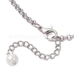 Круглые стеклянные бусины нагрудник 304 нержавеющая сталь цепочка роло ожерелья&nbsp;NJEW-JN05359-03