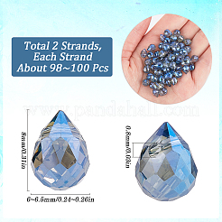 2 нить прозрачных гальванических стеклянных бусин&nbsp;EGLA-SP0001-24B