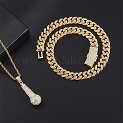 Двухслойные ожерелья с подвеской в виде микрофона из сплава и кристаллов горного хрусталя&nbsp;FS-WG7349E-04