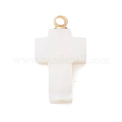 Подвески в виде крестиков из натуральных пресноводных ракушек с латунными креплениями&nbsp;PALLOY-JF04891