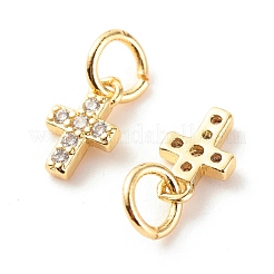 Латунные микропаве прозрачные подвески с фианитом&nbsp;ZIRC-P094-18G-RS