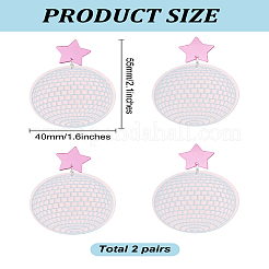 2 пара акриловых сережек-гвоздиков в форме диско-шара для женщин&nbsp;EJEW-LP0001-53