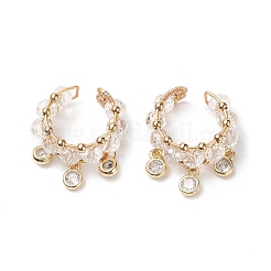 Кольцо-манжета с подвесками из прозрачного стекла&nbsp;EJEW-TA00158