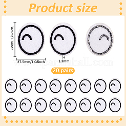 20 пара нашивок с мультяшными глазами из полиэстера с вышивкой&nbsp;PATC-BC0001-10