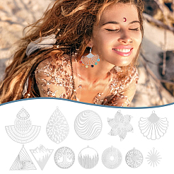 48 шт. 12 стиля филигранных подвесок из нержавеющей стали 201/304&nbsp;STAS-UN0064-14