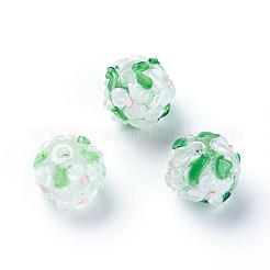 Ручной работы ухабистым Шарики Lampwork&nbsp;LAMP-E021-07O