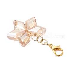 6 шт. 3-цветные подвесные украшения из гальванизированного стекла в форме ромба&nbsp;HJEW-JM04233-01